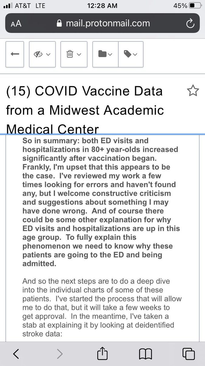 AlexBerenson's tweet photo. 1/ This report comes from the same physician who previously found a rise in emergency visits in younger people after vaccinations at his medical center. This time he looked at 22,500 vaccinated people aged 65-79, and 7,750 over 80.

His findings were striking and disturbing... https://t.co/TjzkYJRTcD