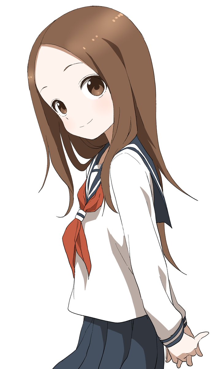 takagi-san 1girl solo brown hair brown eyes school uniform long hair skirt  illustration images