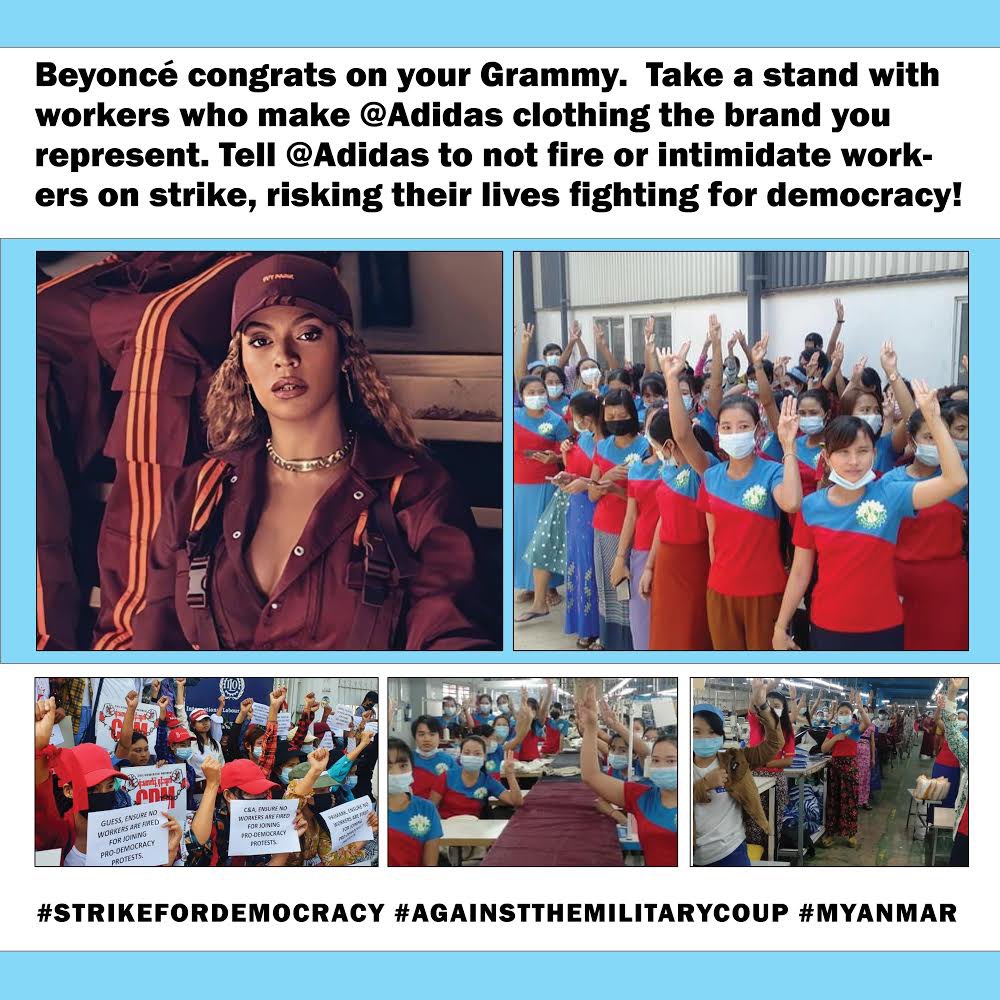 Hutch_cj's tweet photo. Hey @Adidas @adidasoriginals sponsored stars! Take a minute to let @Adidas know you support the workers in #Myanmar that make your apparel and their fight for democracy against a vicious military coup! #HearTheVoiceOfMyammar #MyanmarMilitaryTerrorists #StrikeForDemocracy https://t.co/E5yVCdqt2G