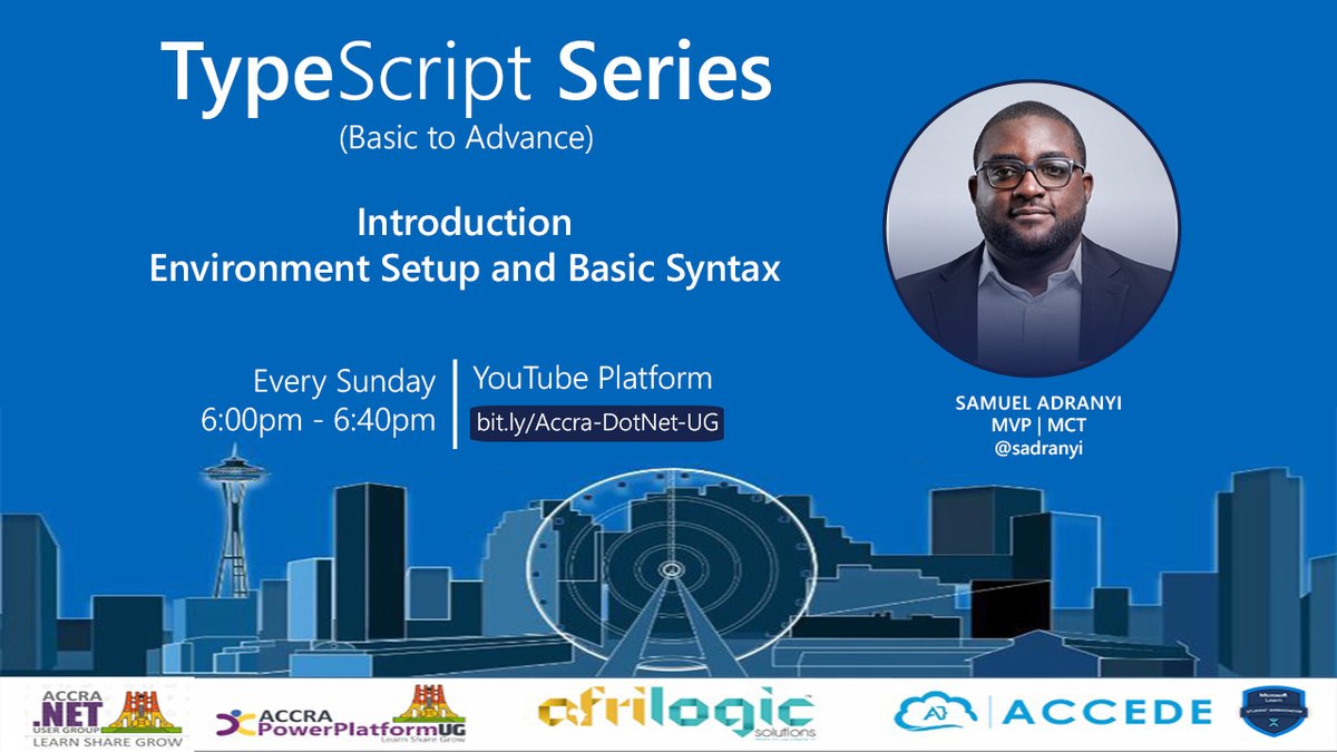 mlsaghana's tweet image. @Typescript Series ep.1 with @sadranyi. 
Don&apos;t miss this series meant to prepare you as a beginner to an experienced developer.

#TypeScriptSeries #AccraDotNet #MSFTStudentAmbassadors @AccraDotnet @ghpowerplatform @IamPablo @MSFTImagine
