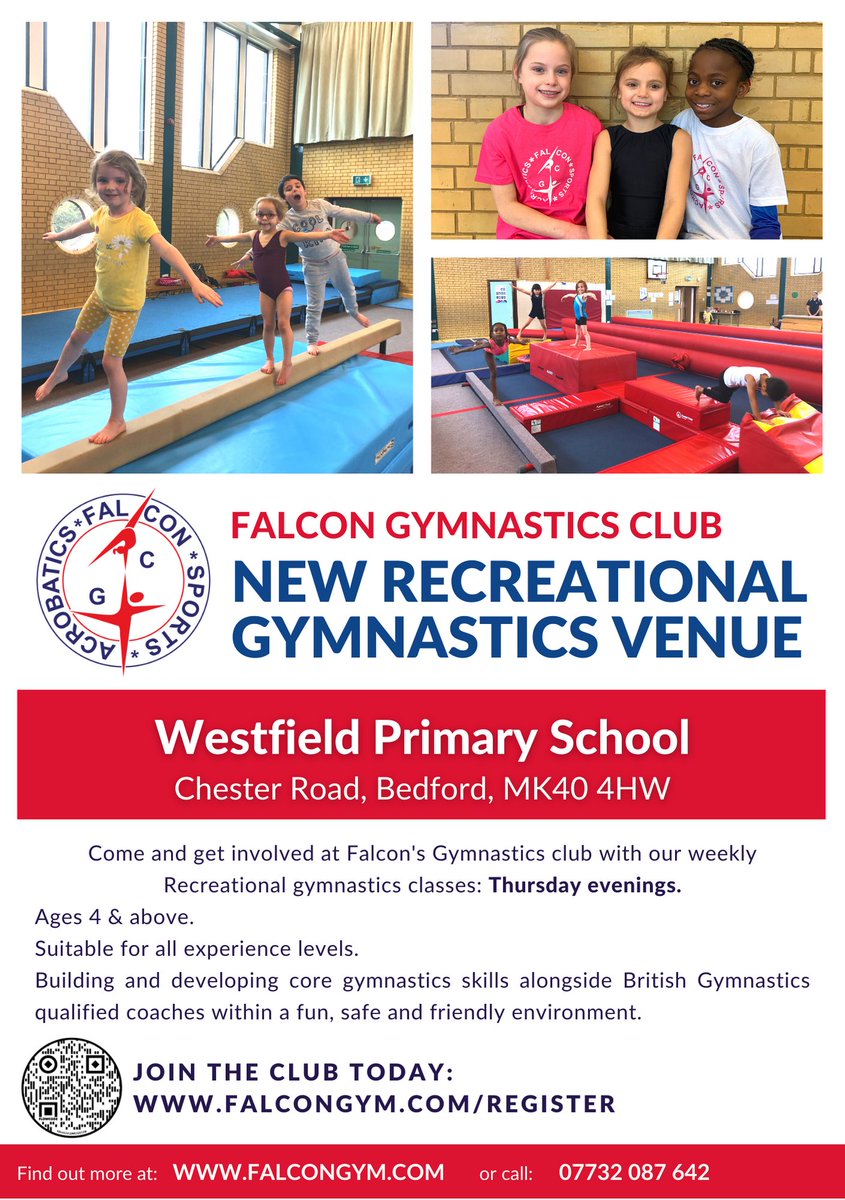 WOW!
What a great opportunity for Queens Park to have Falcons Gymnastics Club coming to Westfield Primary School 🤸🏼‍♂️🤸🏻🤸‍♀️#teamwestfield
