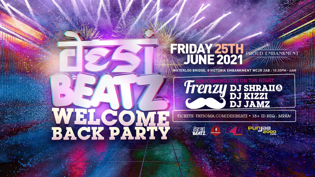 Our first party back for 2021! <a href="/DesiFrenzy/">FRENZY 〰️</a> LIVE alongside <a href="/DJSHRAII/">@DJSHRAII *</a> <a href="/DJKizzi/">kizz wizz</a> <a href="/DJ_JamzOfficial/">Jamie</a> : Fri 25th June : Tkts/Info > bit.ly/30N4HTH