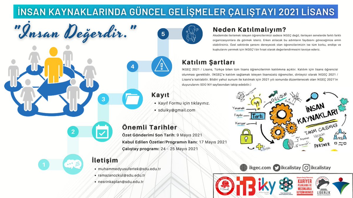 #SDÜ İnsan Kaynakları Yönetimi Bölümü olarak düzenleyeceğimiz "İnsan Kaynaklarında Güncel Gelişmeler Çalıştayı / Lisans" 24-25 Mayıs 2021 tarihleri arasında Microsoft Teams üzerinden yapılacaktır.
#İnsanKaynakları #ik
<a href="/ilkercarikci/">İlker Hüseyin Çarıkçı</a> <a href="/mehmetgnctrk/">mehmetgençtürk</a>
Detaylar👉 ikgec.com