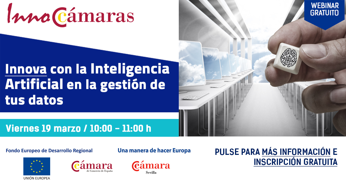 Webinar: 'Innova con la #InteligenciaArtificial en la gestión de tus #datos'

👉 Participa y descubre como aprovechar la información que aportan los datos con la Inteligencia Artificial y el Machine Learning.

📆 El 19 de marzo a las 10:00h. Más info ⤵️

camaradesevilla.com/eventos/6699/