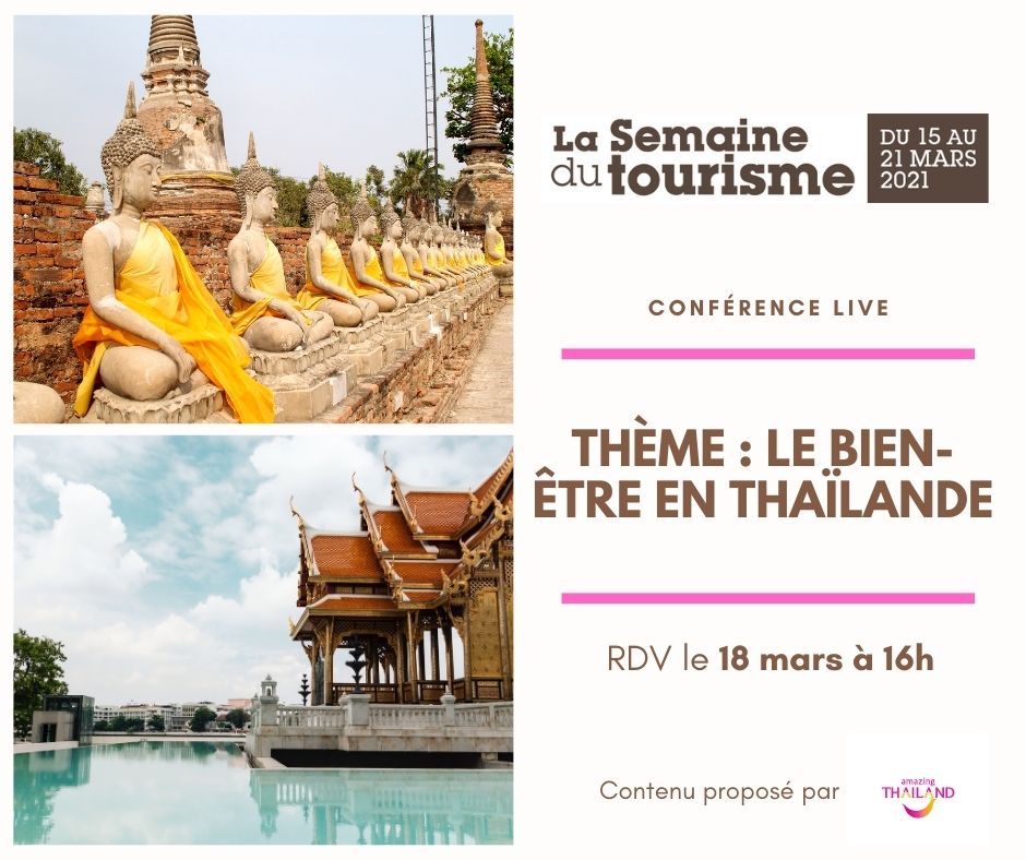 Faites un break ! 
A l'occasion de la Semaine du tourisme organisée par notre partenaire @salonstourisme, faites une pause direction la Thaïlande ! Dépaysement garanti lors de la conférence live animée autour du bien-être. #semainedutourisme
Inscriptions👉bit.ly/3qxzWfV