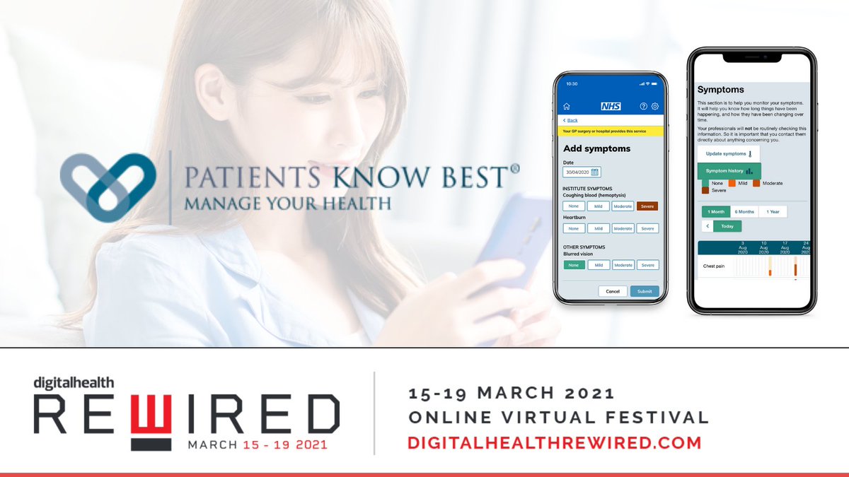 patientsco's tweet photo. If you're at @DHRewired today, visit our virtual booth and find out  how the Patients Know Best patient-held records platform has transformed outcomes across the NHS - and now Social Care! #NHSApp #AllinOne #MostLovedPHR https://t.co/6n1ktFmzOu