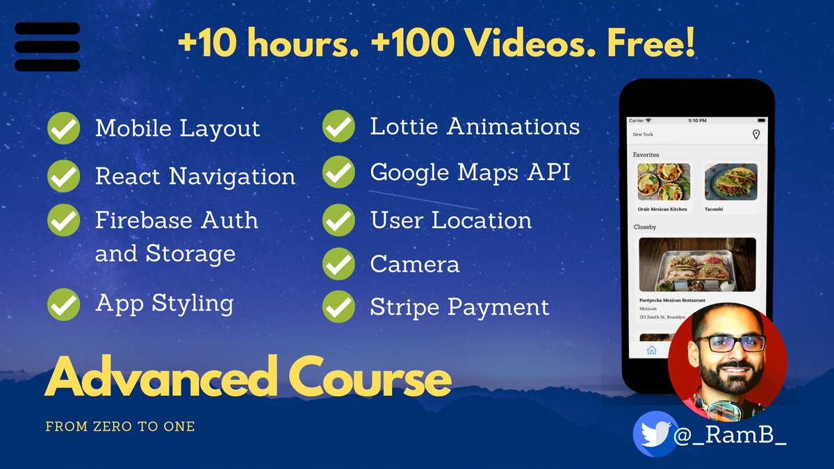 reactnative_'s tweet image. 🚀It's a wrap. Just published +30 videos to our FREE React Native Advanced course. Bonus sections coming soon!
Start learning at reactnative.school
#100DaysOfCode #ReactNative #learntocode #freeCodeCamp #DEVCommunity #mobiledeveloper