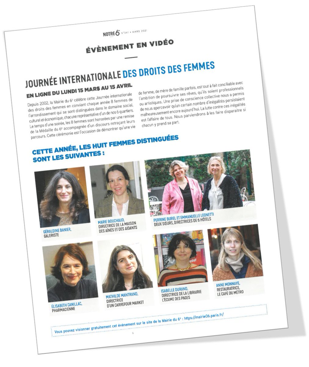 A l’occasion de la Journée Internationale des Droits des Femmes, la <a href="/mairie6paris/">Mairie du 6ᵉ</a> remet une médaille à 8 femmes. Nous sommes fiers de notre directrice, Marie Bouchaud, qui fait partie des médaillées de 2021. 
#personnesâgées #aidants. 
youtube.com/watch?v=8fxnrC…