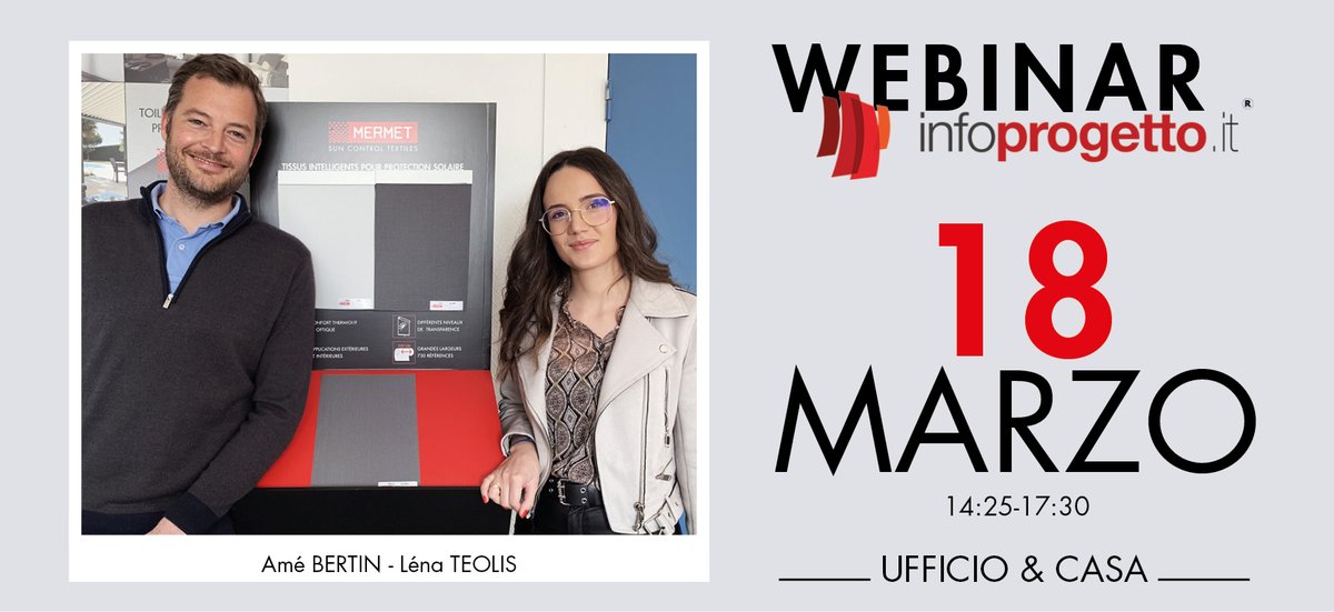 Nous vous invitons à participer au #webinar <a href="/infoprogettoit/">Infoprogetto</a>  "Home &amp; Office"

Avec la crise sanitaire actuelle, nous sommes nombreux à télétravailler. Notre maison est devenue notre bureau.

[ Je m’inscris au webinar : fad.infoprogetto.it/ufficio-casa-l… ✔️ ]