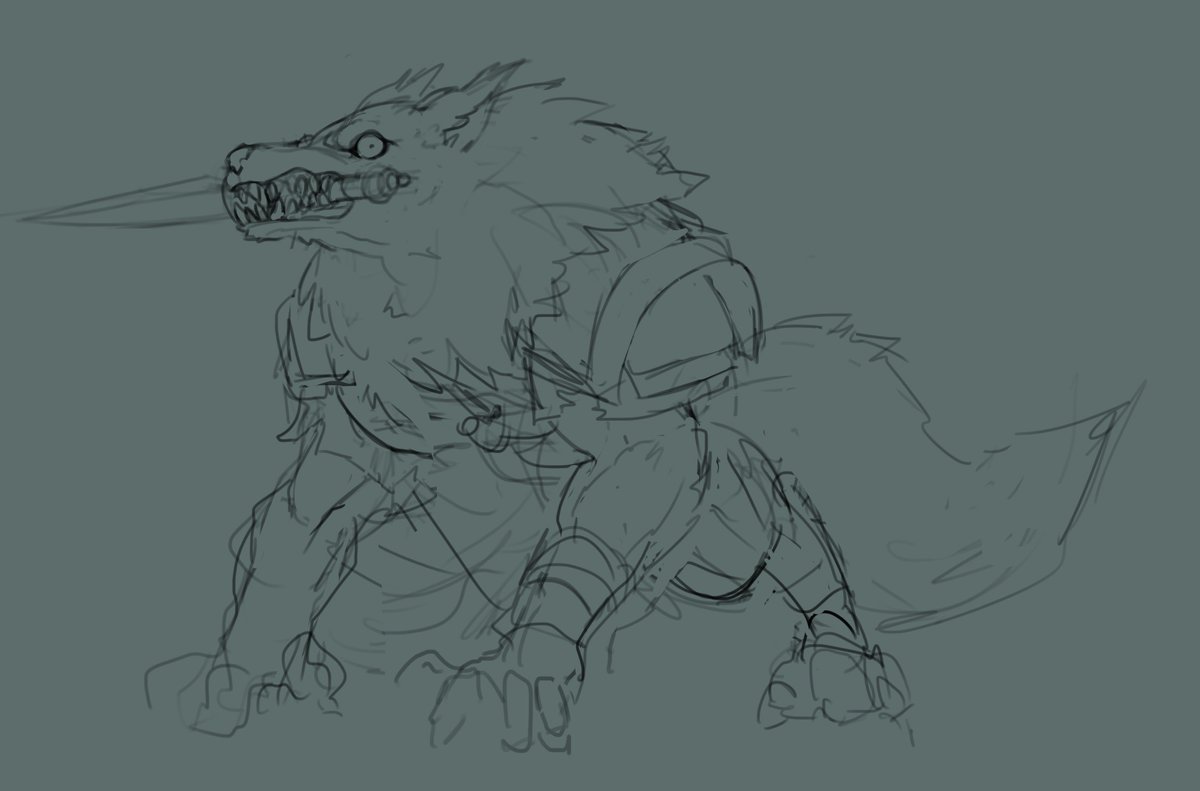 ZeroCartin's tweet image. Almost done. Still some ways to go on detailing, blocking some shapes, color correcting and smoothing things out. I'll be back at it tomorrow here :) twitch.tv/zerocartin 

#conceptart #illustration #characterdesign #wolf #werewolf #anime