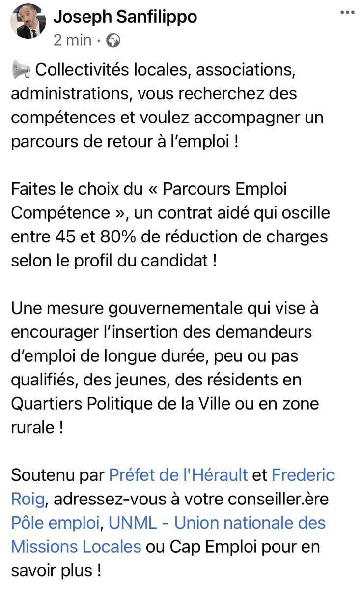 J_Sanfilippo's tweet photo. « Le Parcours Emploi Compétence » #PEC, une mesure gouvernementale qui vise à accélérer l’#InsertionPro des publics les ➕ fragiles.
📢 Collectivités territoriales ou associations, adressez-vous à votre conseiller.ère @pole_emploi, @UNmissionlocale ou #CapEmploi pour en savoir ➕ https://t.co/Kr37Mtq4KB