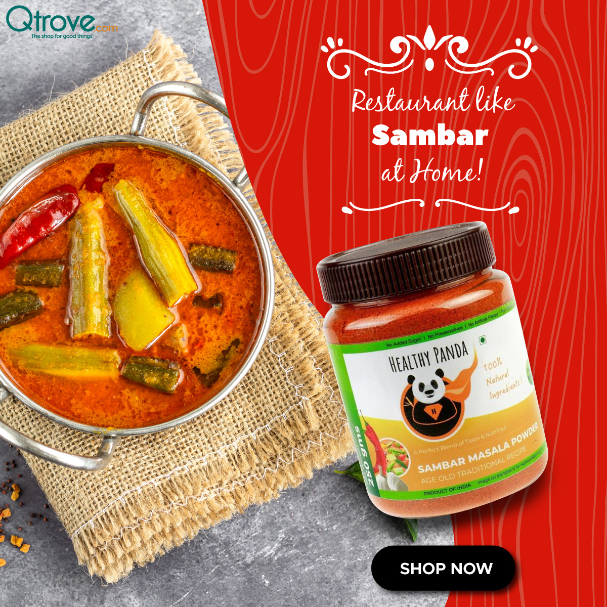 Healthy Panda Sambar Masala is prepared with over 17 high quality ingredients, which are freshly sourced, then finely roasted &amp; blended to obtain a mind blowing aroma and taste to give you restaurant like Sambar at home
ORDER NOW bit.ly/3bMNose #Sambar #TastOfSouthIndia