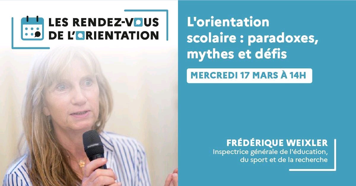 melcodec's tweet image. 📣 Le 1er #RendezVous de l&apos;#orientation de l&apos;@Onisep c&apos;est demain, de 14h à 15h, en compagnie de F. Weixler : #Orientation #Paradoxes #Mythes #Défis
➡️ C&apos;est ouvert, sans inscription et c&apos;est ici : m.onisep.fr/Equipes-educat…

#OrientationScolaire #Education #Accompagnement