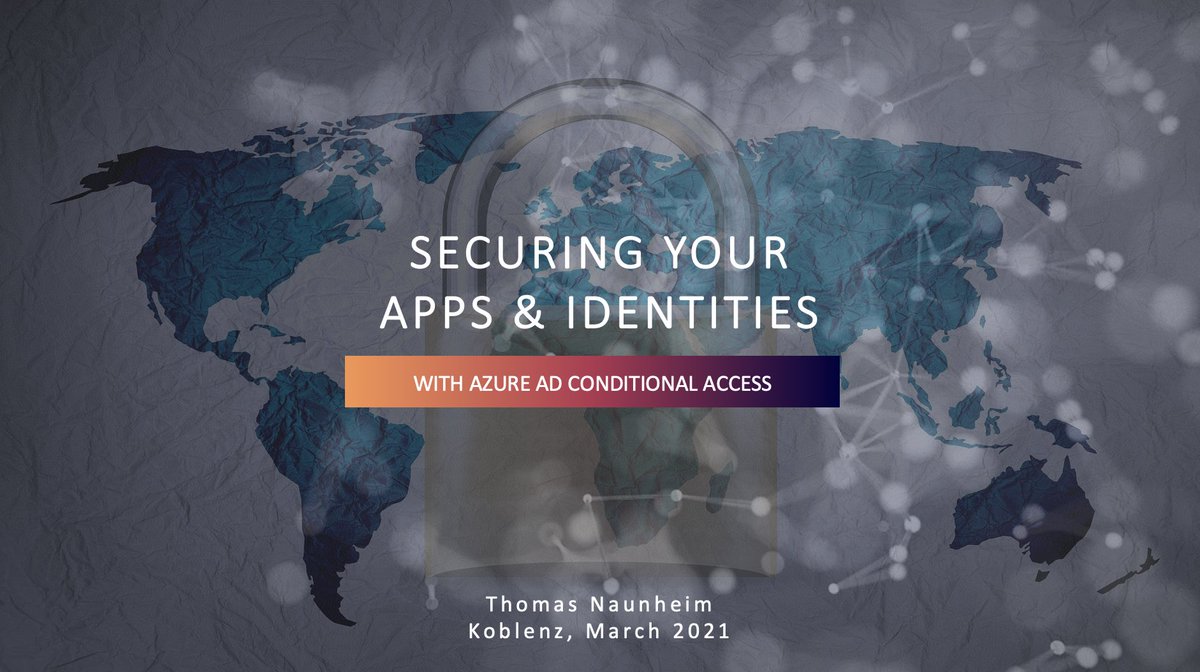 Thomas_Live's tweet photo. Thanks everyone for joining my session about #AzureAD #ConditionalAccess at #AzureDUS.
It was a great pleasure and also a real challenge to have many live demos about #AzureAD during my session yesterday evening.
Slides are available from my blog:
https://t.co/ulL3JtHpi6 https://t.co/usIaBiJwJw