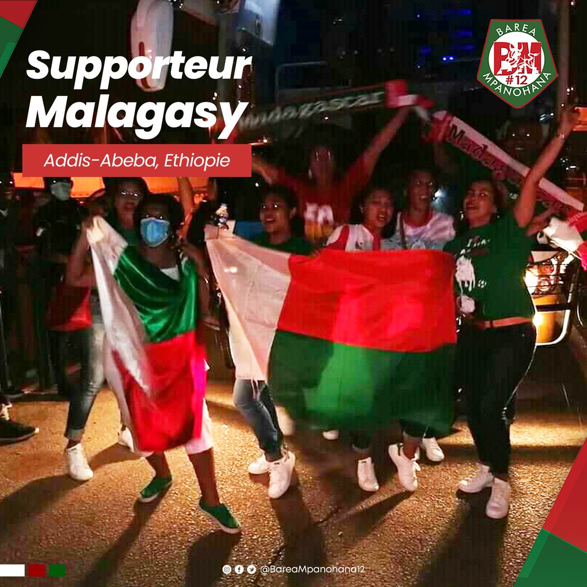Barea_Bm12's tweet photo. 🔝 Comme à Abidjan, nos supporteurs vivant à Addis-Abeba en Ethiopie 🇪🇹 , se préparent aussi à soutenir les Barea de Madagascar pour le match crucial de ce 24 Mars.

.
#Supporteur #Truefan #Mpanohana #Barea #Ethiopie #AddisAbeba #BM12 #Madagascar
@barea_bm12 https://t.co/UBuHVR2cBr