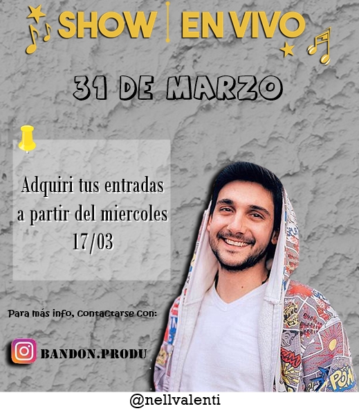 UnionNellV_'s tweet photo. Mañana miércoles 17/03 salen a la venta las anticipadas para el show PRESENCIAL de @nellvalenti al aire libre y con protocolo! 🎙️🔊

PARA MAS INFO: contactarse a través de @ bandon.produ en Instagram!

⚠️NO TE LO PODES PERDER⚠️ https://t.co/nDszyS1ibh