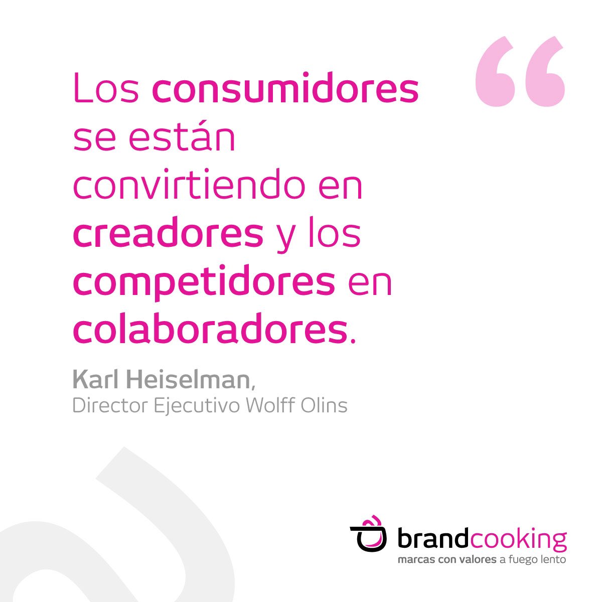 brandcooking1's tweet photo. “Los consumidores se están convirtiendo en creadores y los competidores en colaboradores.”
Karl Heiselman, Director Ej. Wolff Olins
#KarlHeiselman #WolffOlins
#frases #branding #marcas #marcasconvalores #socialbranding #ilovebrands #frasesbranding #brandcooking #logos #logotipos https://t.co/E2ZnaKYHQv