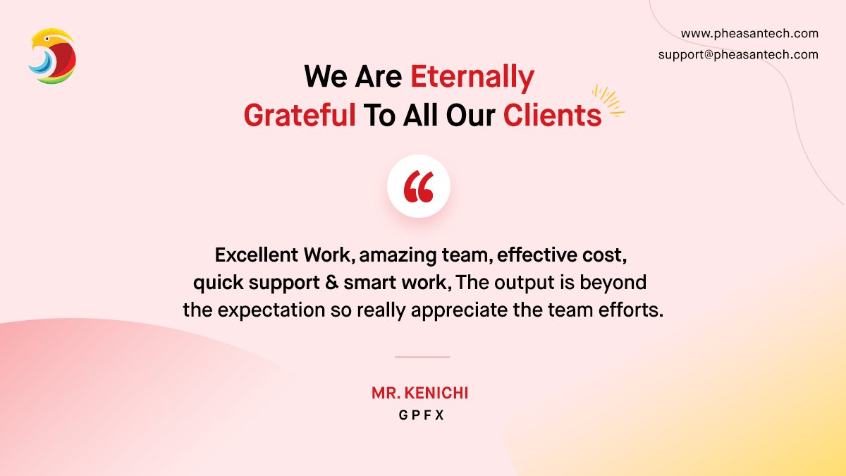pheasantech's tweet photo. There's a certain way of creating a service, hospitality, and experience that perpetuates people feeling like they matter.
We are happy by these Words and it makes us Motivated to do better in the future!
#pheasantech #clientreview #testimonial #review #feedback #happycustomer https://t.co/X5CIjErg04