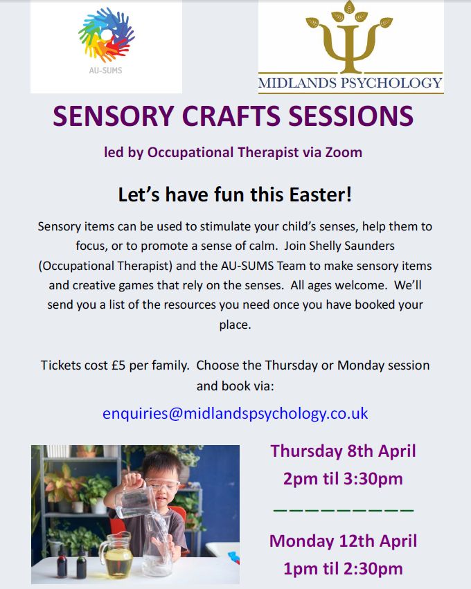 Easter fun sensory crafts sessions with our Occupational Therapist, Shelly and the AU-SUMS team 🙂..... Interested? Drop us an email - enquiries@midlandspsychology.co.uk #Autism #AutismAwareness #OccupationalTherapy #Easter