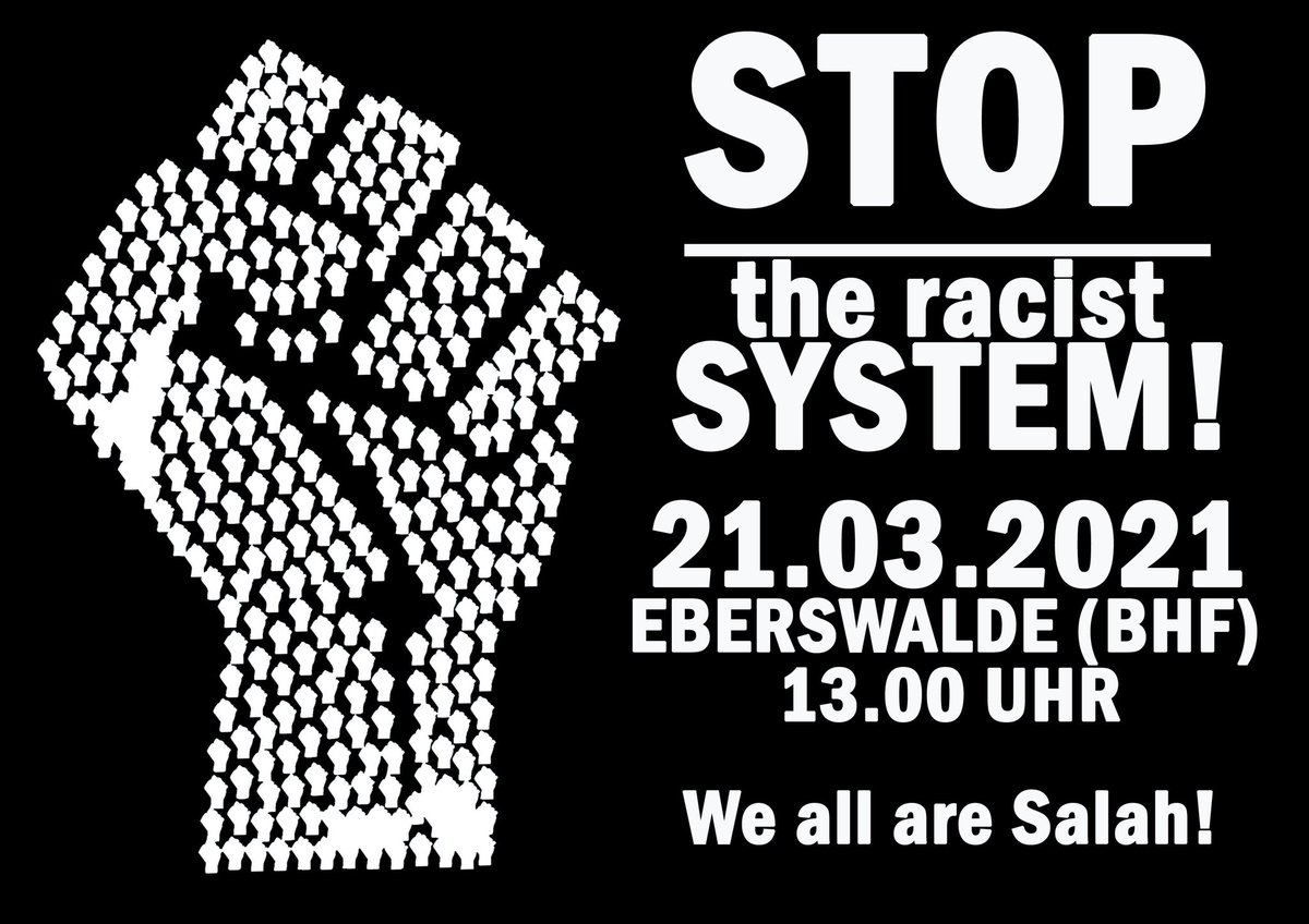 Salah Tayyar, ein Geflüchteter aus dem Tschad, starb am 11.03. als er aus dem 6 Stock seines Wohnhauses in der Stadt #Eberswalde im Landkreis Barnim sprang. Grund dafür: psychologische Druck, dem er lange Zeit vom deutschen Asylsystem ausgesetzt war. #Institutionelle #Rassismus