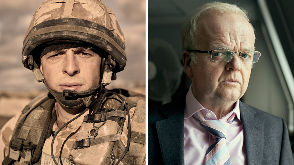 Anthony Boyle as Brian Wood and Toby Jones as Phil Shiner