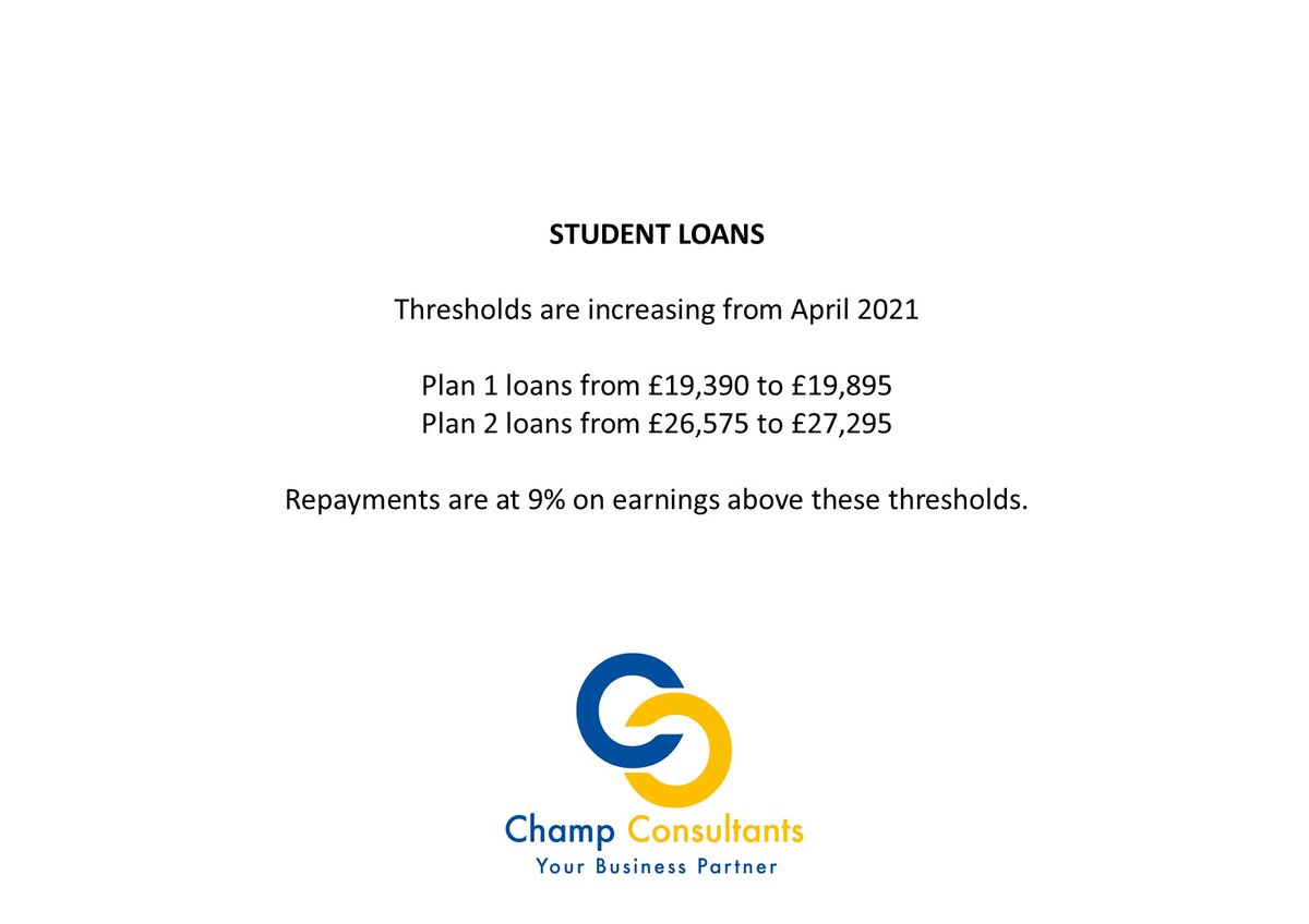 Student loan thresholds are increasing meaning you need to earn more before making repayments of your loan. 
Rates remain at 9%

#studentloans #repaymentofloans #rateincreases #repayments #studentloan #student #salaries #payroll #employees