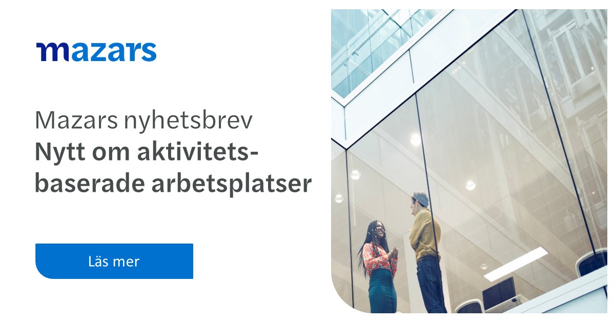 👉🏻 Tillhandahållande av aktivitetsbaserade arbetsplatser är momspliktigt 👈🏼 
Läs artikeln om de senaste domarna kring co-working i vårt Nyhetsbrev som du hittar här: 
bit.ly/MazarsNyhetsbr…

#mazars #mazarssweden #mazarsisverige #nyhetsbrev #skattenyheter #meränbaranyheter