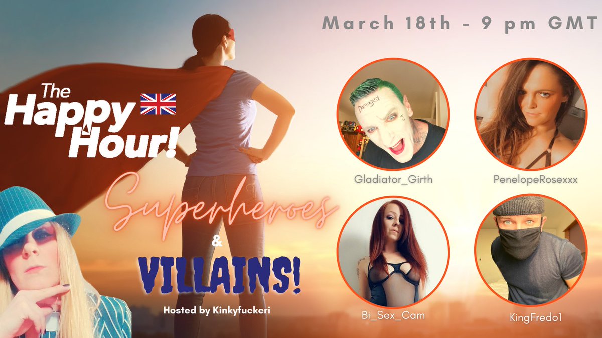 Come join us on happy hour this Thursday 9pm Hosted by 
@kinkyfuckery__
  Produced by Dan with this great line up 
@LettyHardwood 
@peneloperosexx 
@HailKingFredo
  & gladiator_girth

@CAM4_GB 
@CAM4_Anna @xAliNikx @Dog1Slow #TEAMSCB