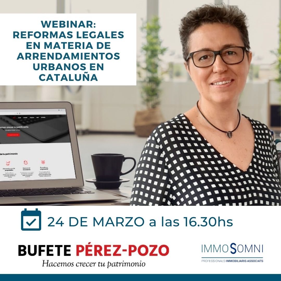 🔊¡Próximo webinar!  La abogada, fundadora Carmen y  Berta Rabasa, abogada responsable del área civil del <a href="/BufetePerezPozo/">𝗕𝘂𝗳𝗲𝘁𝗲 𝗣𝗲́𝗿𝗲𝘇-𝗣𝗼𝘇𝗼</a> hablarán sobre las reformas legales en materia de #arrendamientosurbanos en #Cataluña. ¡No te lo pierdas! 

#immosomni #mls #covid #localescomerciales