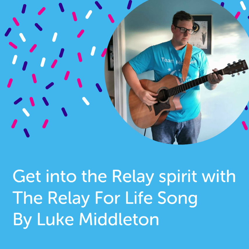Paula_Gua's tweet photo. Have you heard The #RelayForLife song yet? Luke Middleton from Relay For Life Liskeard has released a heart-warming song about Relay to raise money in aid of @CR_UK . Find out more by visiting his fundraising page: https://t.co/jAacc00ORw https://t.co/TYIeWKn9iK