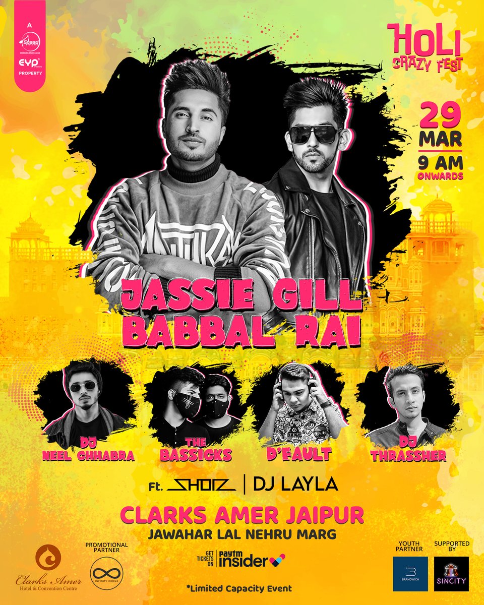HoliCrazyFest's tweet photo. This Holi will be huge! And why wouldn't it be? An insane musical performance by Team JB and live DJ music all in one place! So don't miss this chance, we've lots to offer at Holi Crazy Fest 😍
Tickets up for grabs from https://t.co/hydJmVs4xA 

#jassigill #babbalrai #holi https://t.co/TBwI91Ylc1