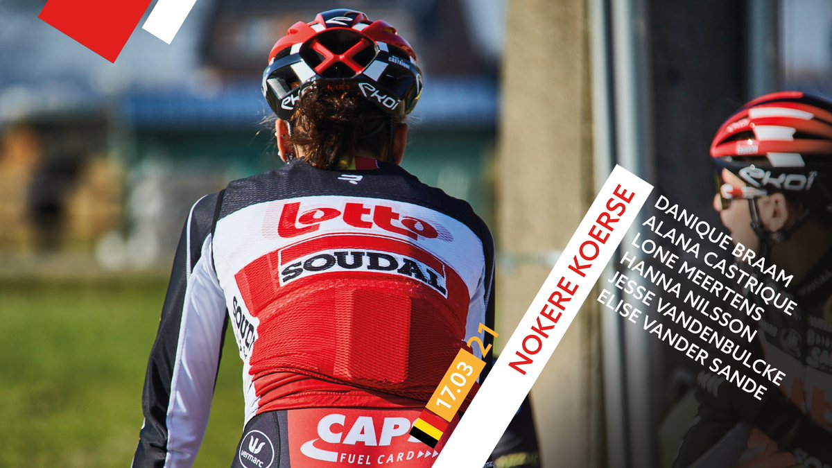 The #LottoSoudalLadies will also be in action tomorrow at #NokereKoerse and here's who we got racing 👇

🇳🇱 <a href="/daniquebraam/">Danique Braam</a> 
🇧🇪 <a href="/AlanaCastrique/">Alana Castrique</a> 
🇧🇪 <a href="/LoneMeertens/">Lone Meertens</a> 
🇸🇪 Hanna Nilsson
🇧🇪 <a href="/VdbJesse/">Jesse Vandenbulcke</a> 
🇧🇪 Elise Vander Sande