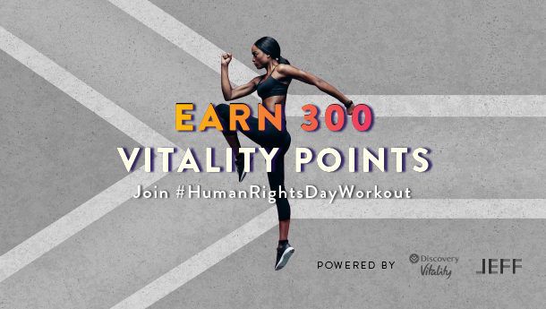 Kick off the long weekend with our FREE @eFitnessFaculty #HumanRightsDay workout on 20/03 at 07:45 sharp. Boost your endorphins with our workout — and earn 300 Vitality points. Register now: discv.co/3bRJDC0
Vitality members get 25% off your JEFF Life membership.