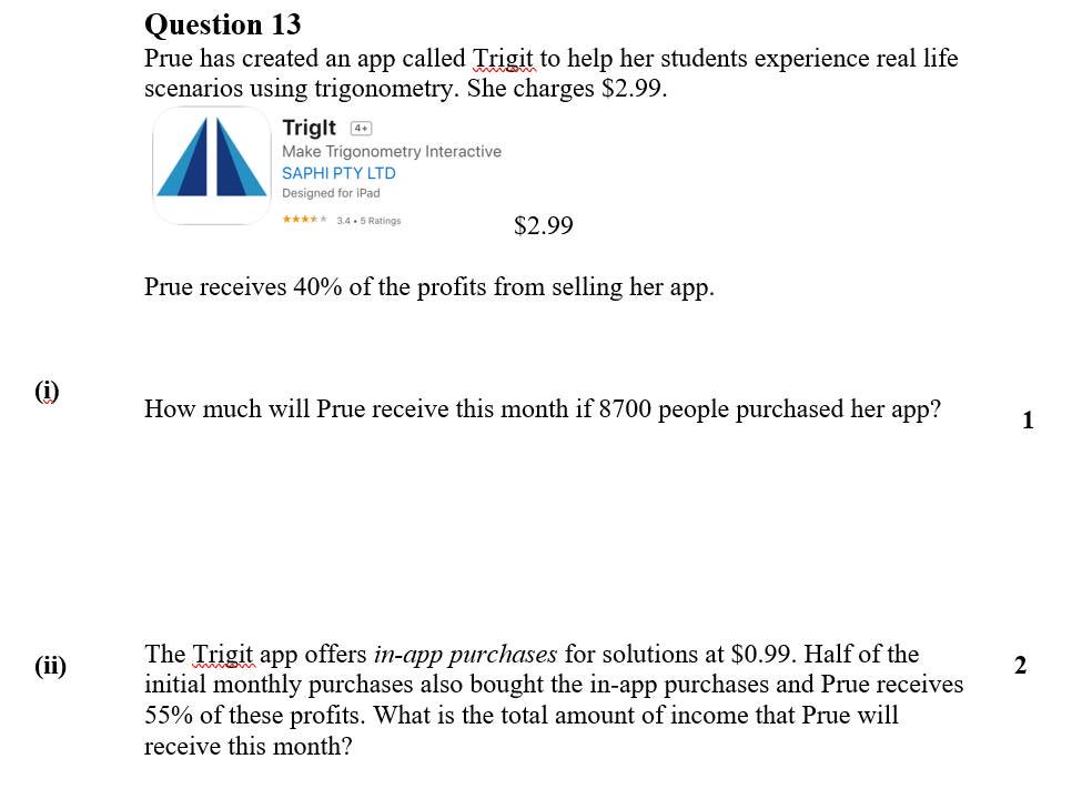When one of your colleagues makes an exam question about your app - feeling the love 🥰

Note: The details in the question have been modified to suit....Trigit is free to download, with an in-app purchase if you want worked solutions! 

#mathsteacher #math