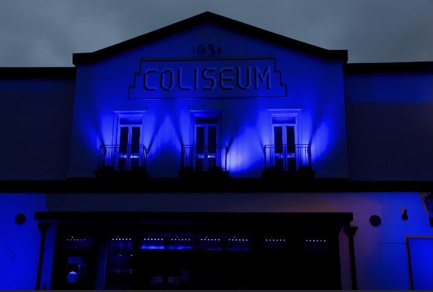 RCTtheatres's tweet photo. It had been a year since we closed our theatres doors. Just look at our gorgeous theatres lit blue and purple  in support of Creu Cymru’s #wemissyou #hiraethuamdanat campaign . Thank you all for your continued support https://t.co/YiiqulMkuL