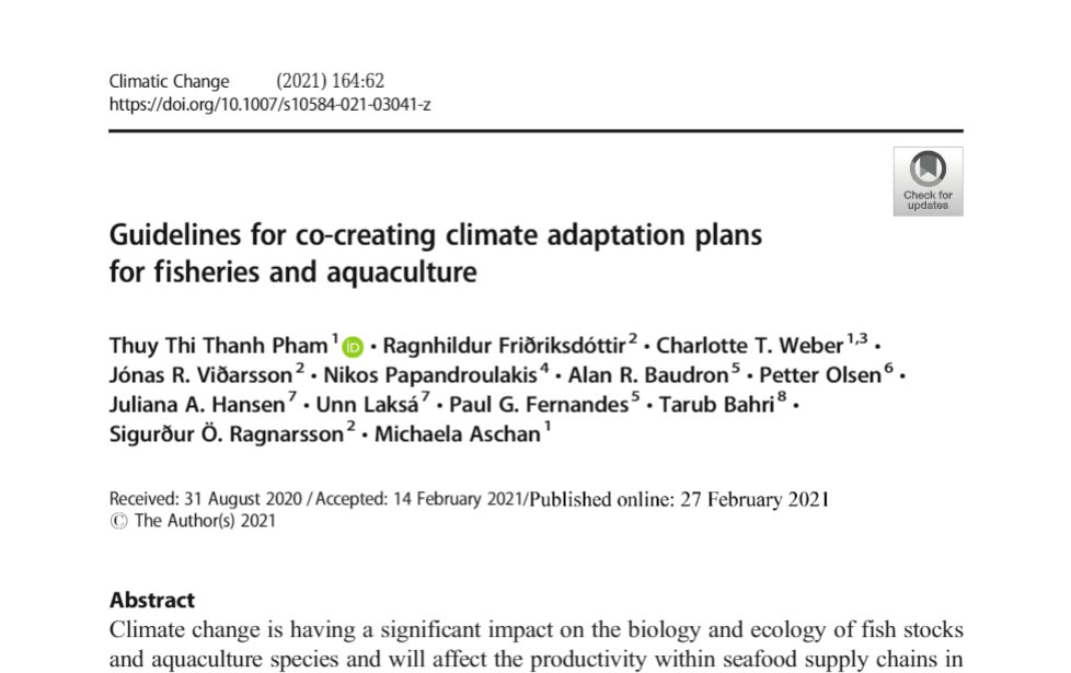 Climefish Climefish Publication In Climaticchange Guidelines For Co Creating Climate Adaptation Plans For Fisheries And Aquaculture T Co D1cffst2gs T Co 1dcqn5fgd9