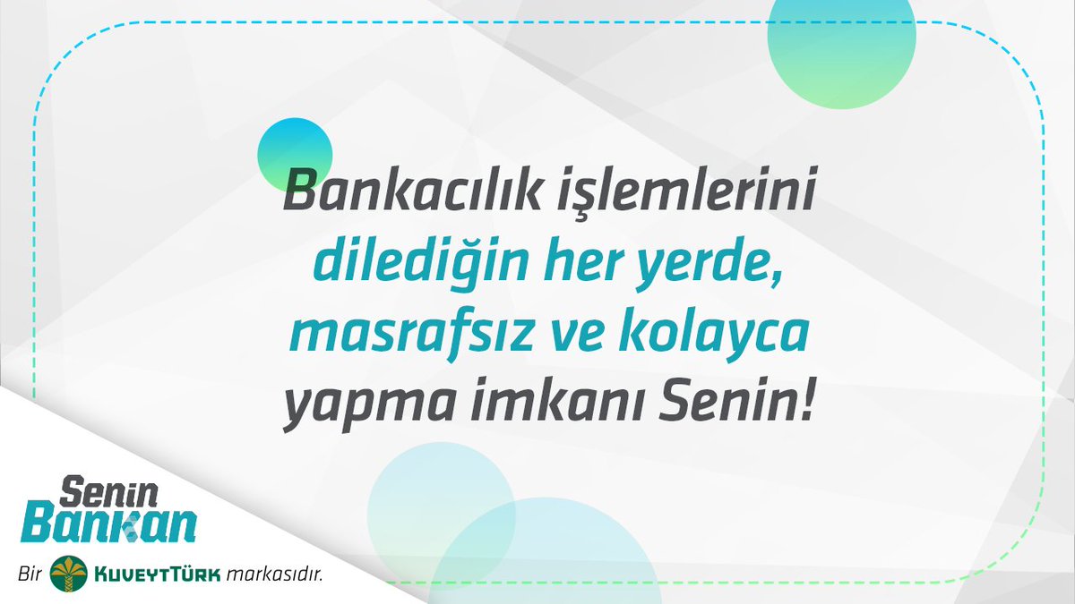 Kolay, sade ve dijital!
Bu üç kelime yan yana ise bil ki konu: Senin Bankan’dır.

#SeninBankan