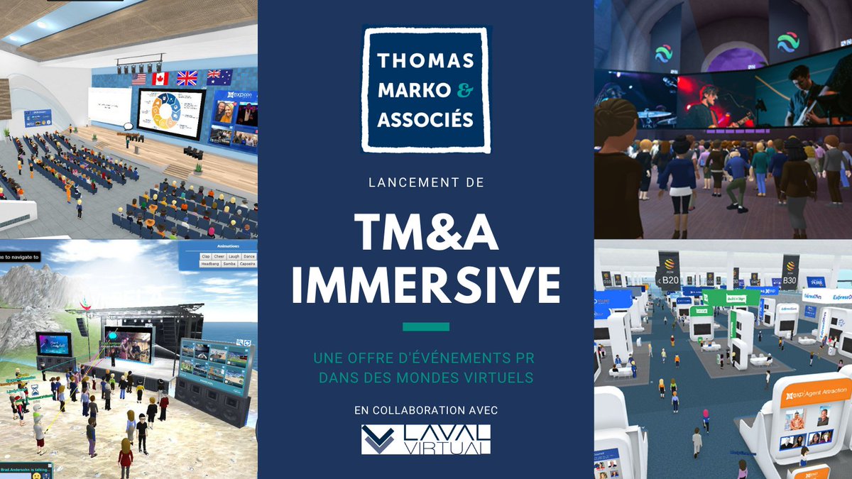 TMA_team's tweet photo. [Expertise] @TMA_team lance #TMAimmersive - une offre d'événements PR dans des mondes virtuels qui adoptent les codes du gaming - avec son partenaire / client @lavalvirtual, le référent européen de la réalité virtuelle et augmentée ⇢ https://t.co/rPiCl5einU #PR #événementvirtuel https://t.co/BbVbWmEFoC