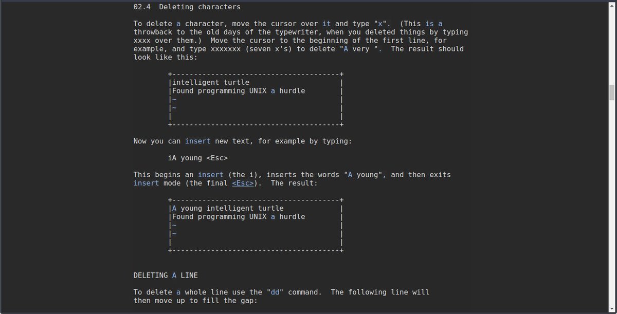Radio_Azureus's tweet photo. #Vim4Beginners

Section: deleting characters

https://t.co/aUFP6SrDg2

✒️#Vim🖌️ 🖊️#VimMasterRace🖋️ #bash #sh #zsh #ksh #csh #WomenWhoCode #640daysofcode #301daysofcode #730daysofcode #100DaysOfCode #Linux #POSIX #advancedProgramming #DEVCommunity https://t.co/Z6yvL3haoi