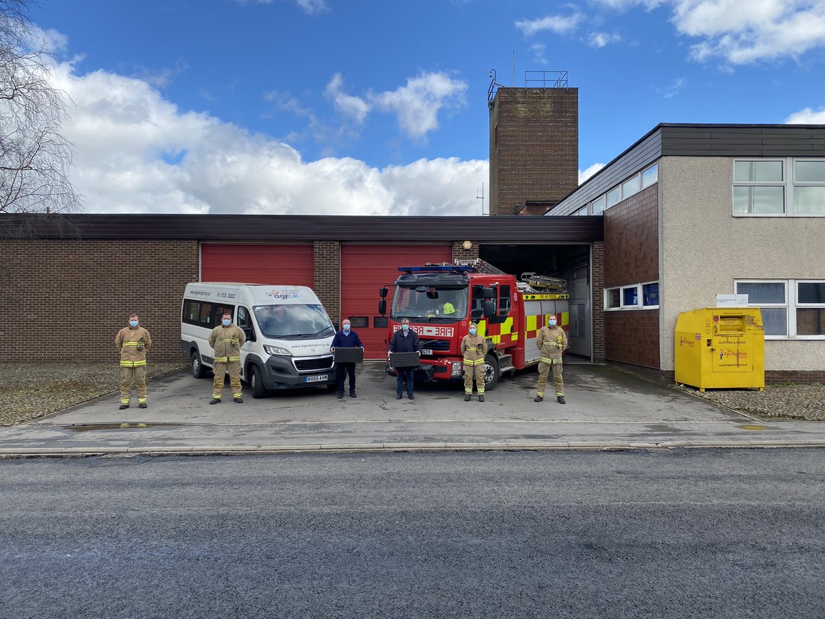 Volunteers and  firefighters in Northallerton working together to keep older people well fed and safe in their homes. Get a free safety check with the fire service