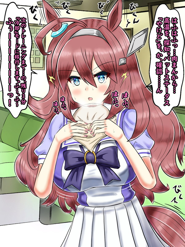 とりあえずミホノブルボン完成～、多分本来はここまで顔の変化ないのが売りのキャラクター(無表情)なんだけど、そこは創作ということで許してくださいm(__)m
肉まんとめっちゃ格闘するブルボンを想像したらこんなんになっちゃったんだ。(*'▽`*)
#ウマ娘プリティーダービィー #ミホノブルボン 