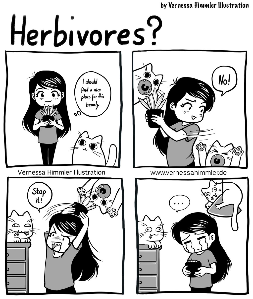 Herbivores? 🌱🌿🥬🥦☘️ #catcartoon #catcomic #catcontent #catlady #crazycatlady #catownerproblems #catowner #illustration