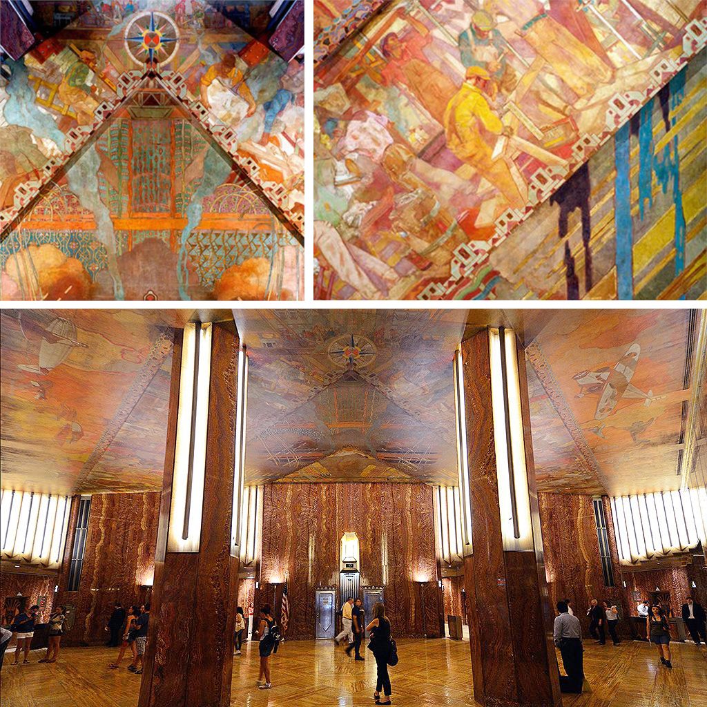 🙌The one and only—Chrysler Building Lobby! Is this your favorite NYC Deco building?

Then you’re sure to enjoy TOMORROW’s behind-the-scenes look into the process of restoring this landmarked interior! Check out artdeco.org/evergreene-art… for all the details. <a href="/EverGreeneAA/">EverGreene_Arch_Arts</a>