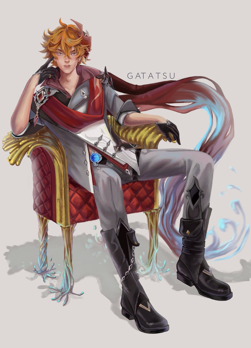 Gatatsu3's tweet photo. I redrawn the face of Tartaglia, cause now I see him kinder, after his story quest with Teucer🥺🥺🥺💜

#原神  #GenshinImpact #tartaglia #childefanart #Genshin https://t.co/HyJ8O3HQ3H