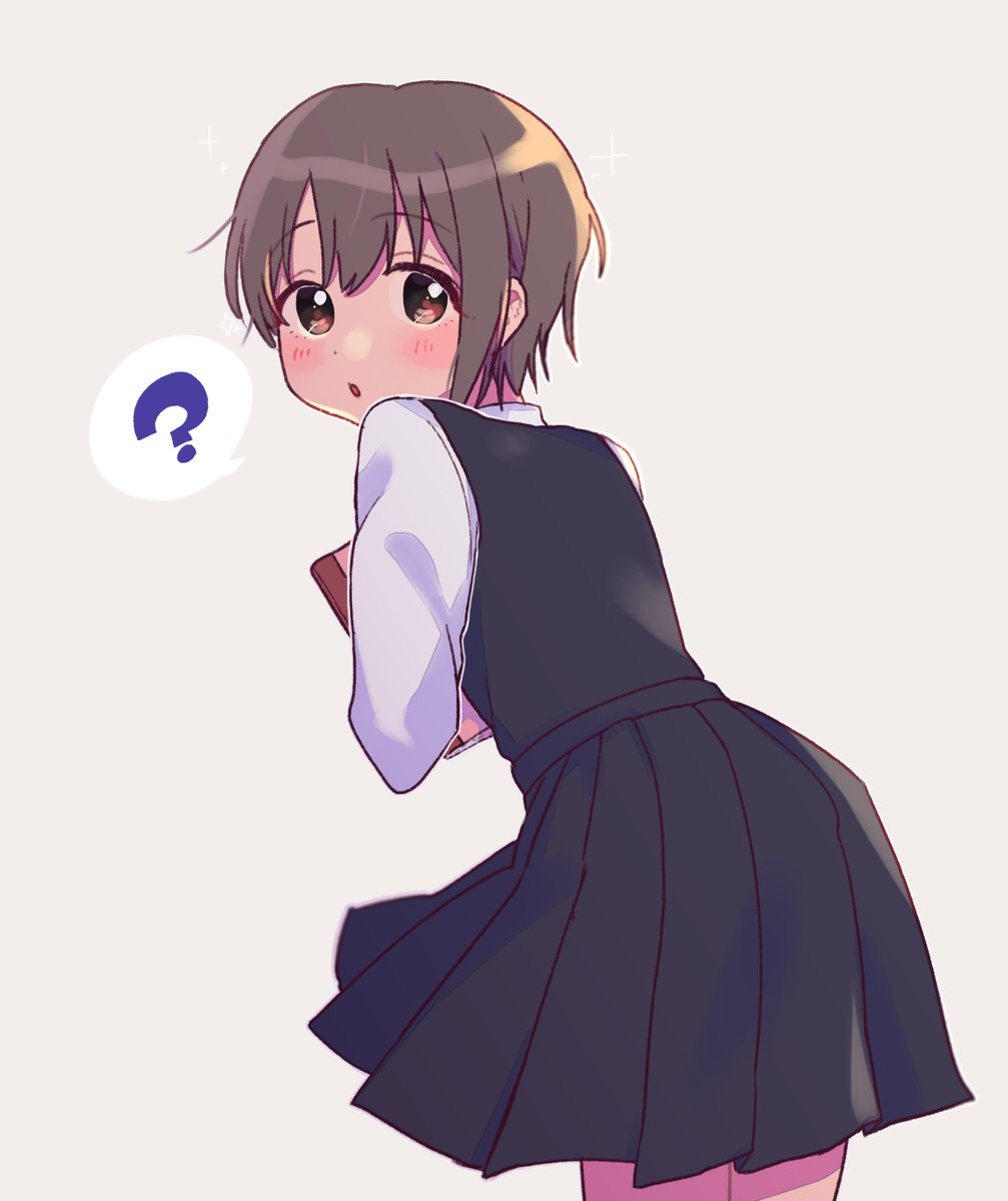 1girl ? solo short hair brown eyes looking at viewer simple background  illustration images