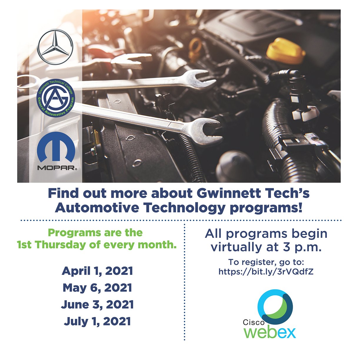 GwinnettTech's tweet photo. Learn more about Gwinnett Tech’s Automotive program in our monthly info sessions. Next session: April 1, 2021.
All sessions begin virtually at 3 p.m. Register: https://t.co/IBhz2GTOWa
#gwinnnetttech #automotivetech #heavydiesel #mercedesbenz #moparcap #nissantechnician https://t.co/6nbUWak24T