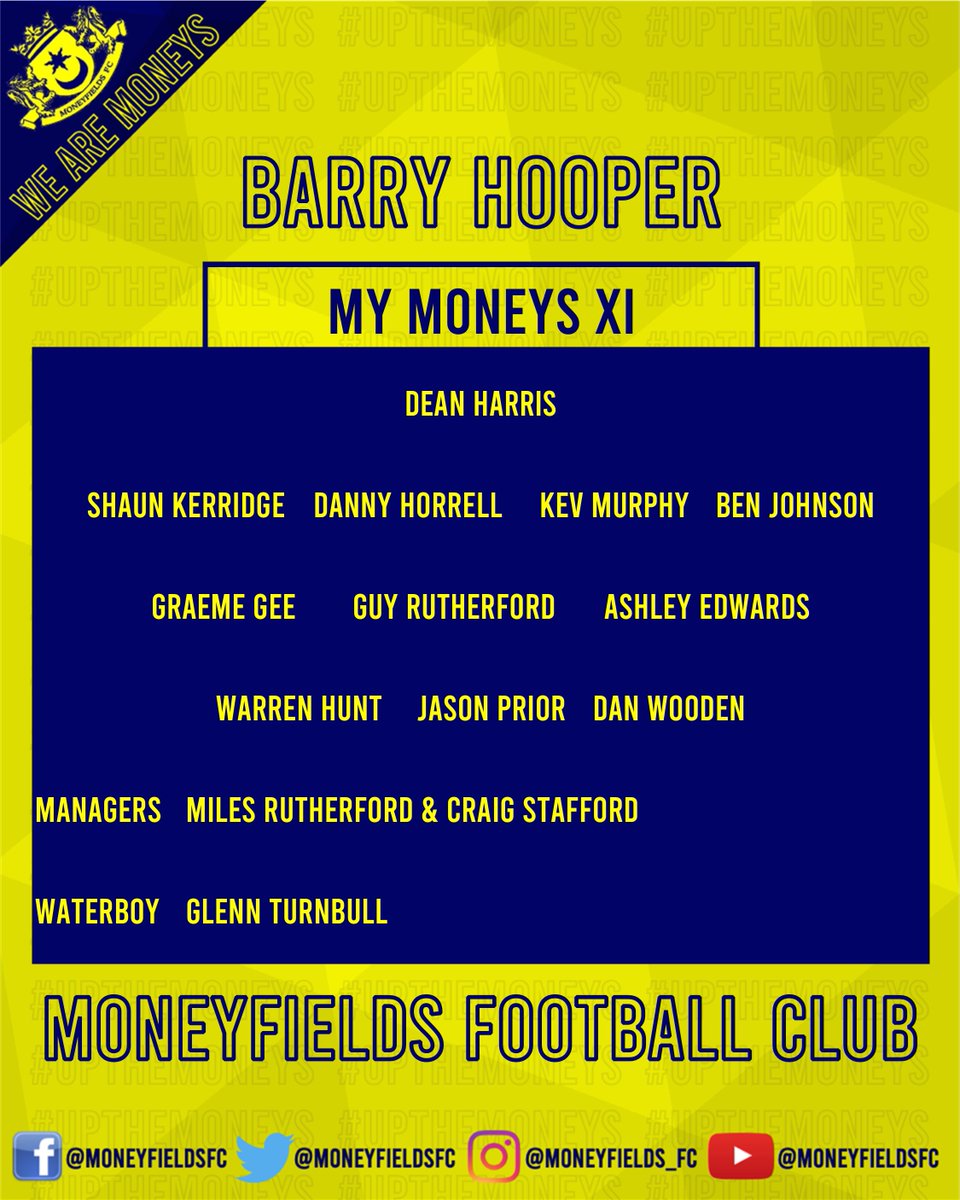 MONEYFIELDSFC's tweet photo. Today its Barry Hooper turn to share with us his 'Moneys XI'

Barry made 143 Appearances for the club, scoring 12 goals.

#MyMoneysXI
#UpTheMoneys https://t.co/u8mpK9Qfwq
