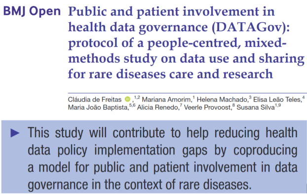 Our #DATAGovproject protocol is out! More on public #involvement in #datagovernance here: bmjopen.bmj.com/content/11/3/e… 

<a href="/c6defreitas/">Claudia de Freitas</a> @Amorim_Mariana <a href="/HelenaCFMachado/">Helena Machado</a> Elisa Leão Teles Mª João Baptista @renedo_alicia <a href="/VeerleProvoost/">Veerle Provoost</a> @susilva_ispup <a href="/HealthSoc_ISPUP/">Health&Society_ISPUP</a> <a href="/ISPUP/">ISPUP</a>