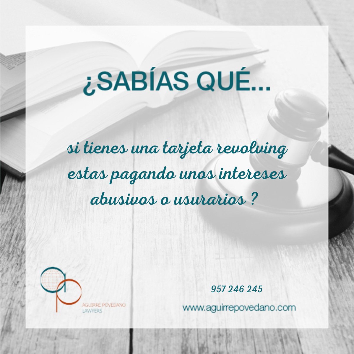 Si queréis saber mas, el jueves, nuestra compañera <a href="/EPraena_Mae/">Estibalis Praena</a> resolverá todas las dudas que podáis tener de un tema tan candente como el de las #tarjetasrevolving 
#aguirrepovedanoabogados #usura #interesesabusivos #reclamaciones #tudefensa