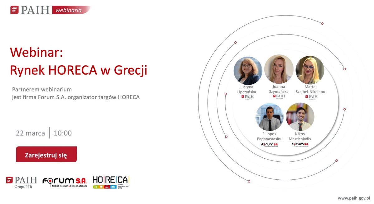 Athens_PAIH's tweet photo. 🔜🔉 Już 22 marca br. organizujemy dla Was webinarium dotyczące greckiej branży #horeca. Partnerem wydarzenia jest firma #ForumSA organizator największych na Bałkanach targów @horecaexpogr
#paih #grecja #zbh
Zarejestruj się już teraz👇🏻
https://t.co/8AWIkwG9x5 https://t.co/JGrTCu6Eli
